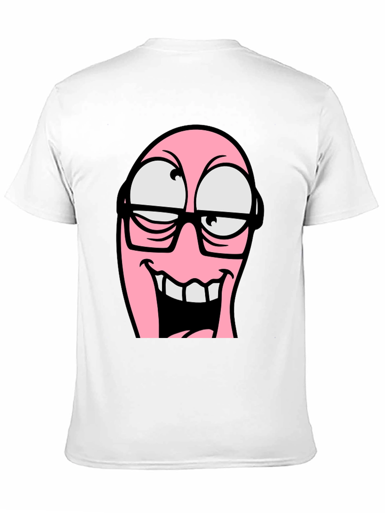Cartoon Pink Nerd Face Graphic T-Shirt