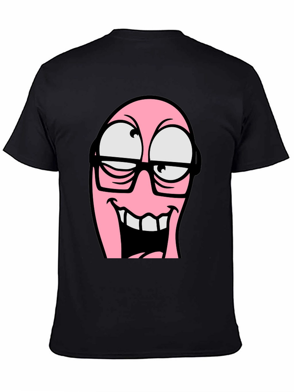 Cartoon Pink Nerd Face Graphic T-Shirt