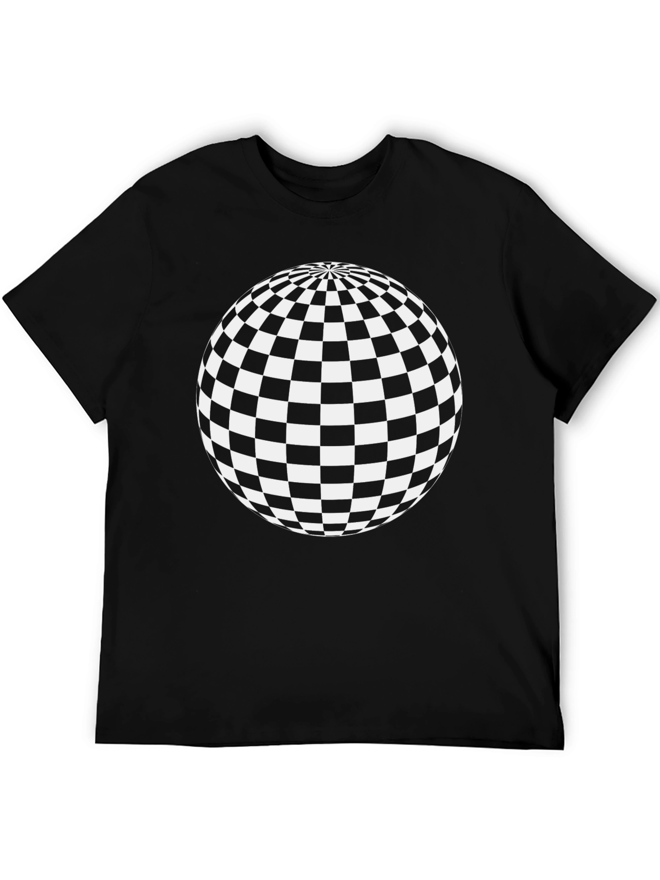 Checkered Sphere Graphic Tee - Casual Style