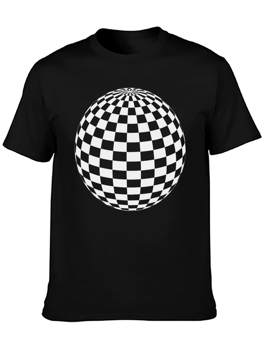 Checkered Sphere Graphic Tee - Casual Style