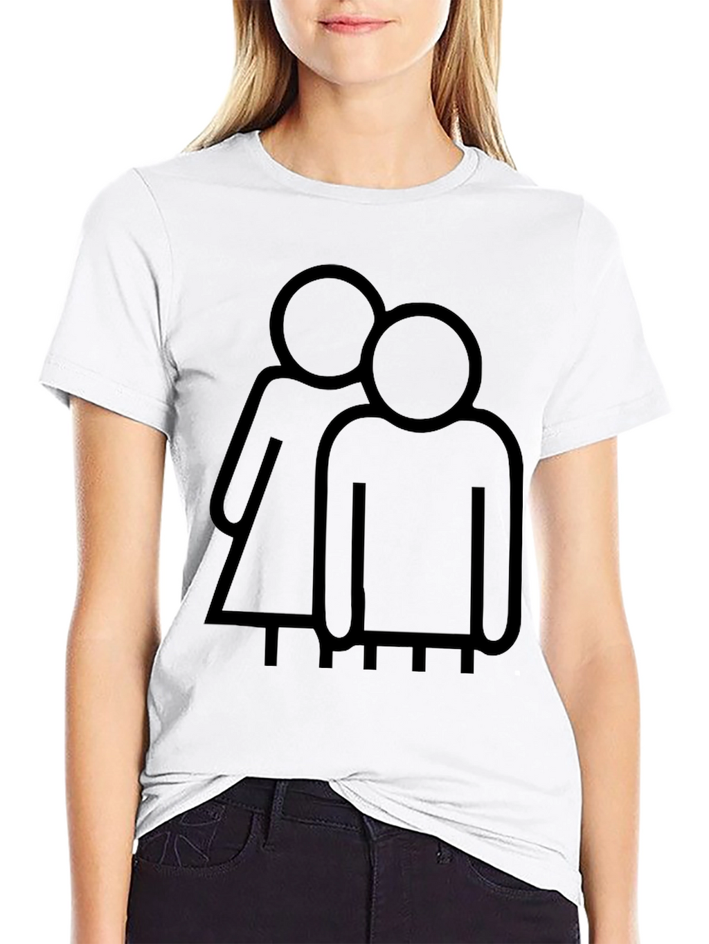 Couple Graphic Print T-Shirt - Black