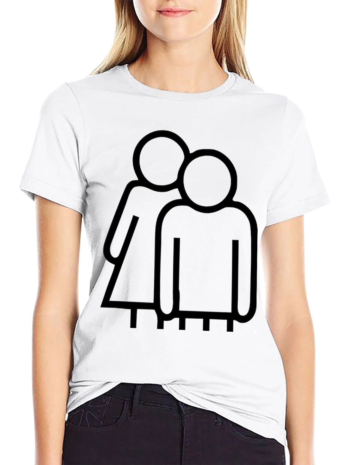 Couple Graphic Print T-Shirt - Black
