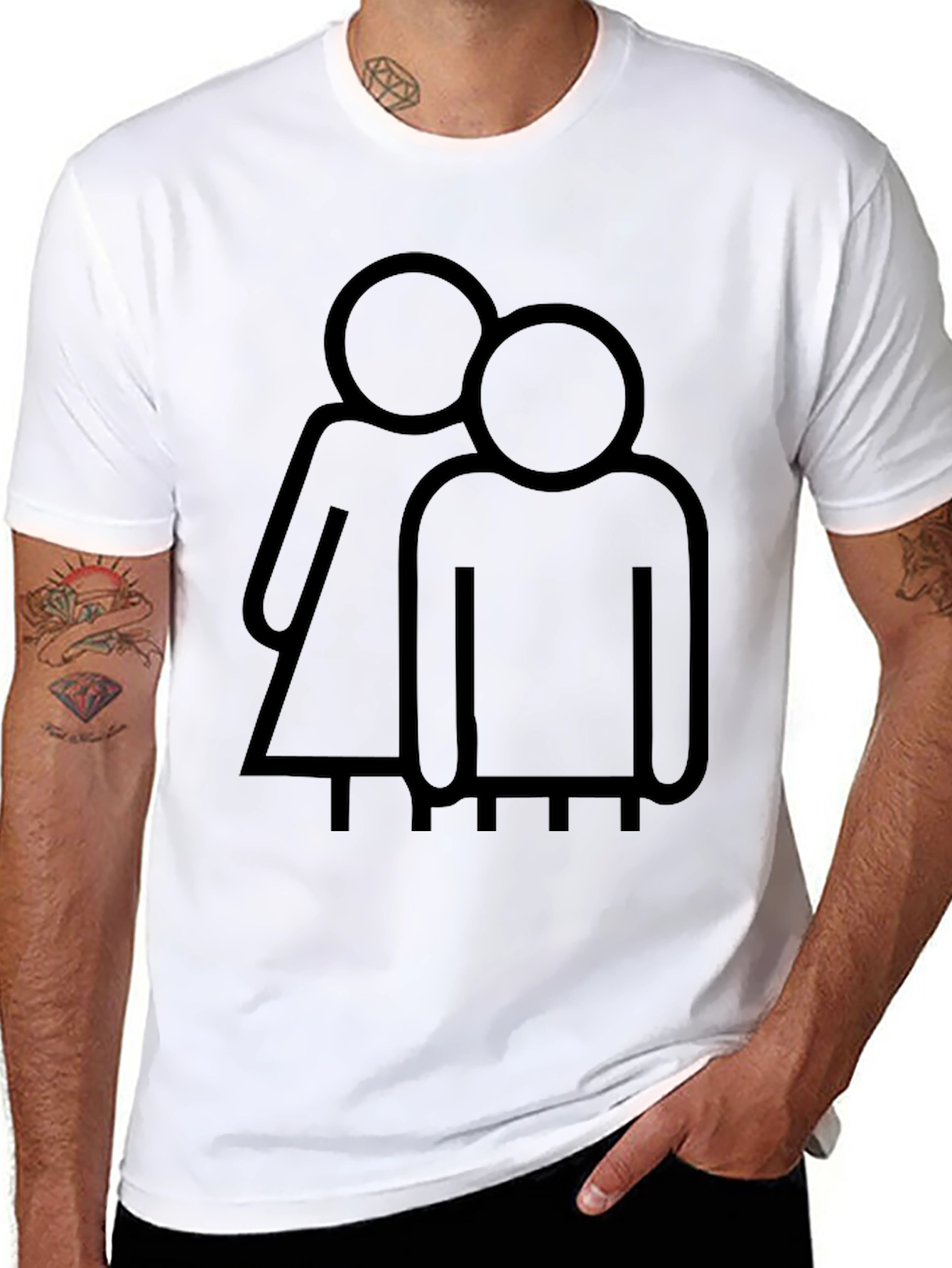Couple Graphic Print T-Shirt - Black