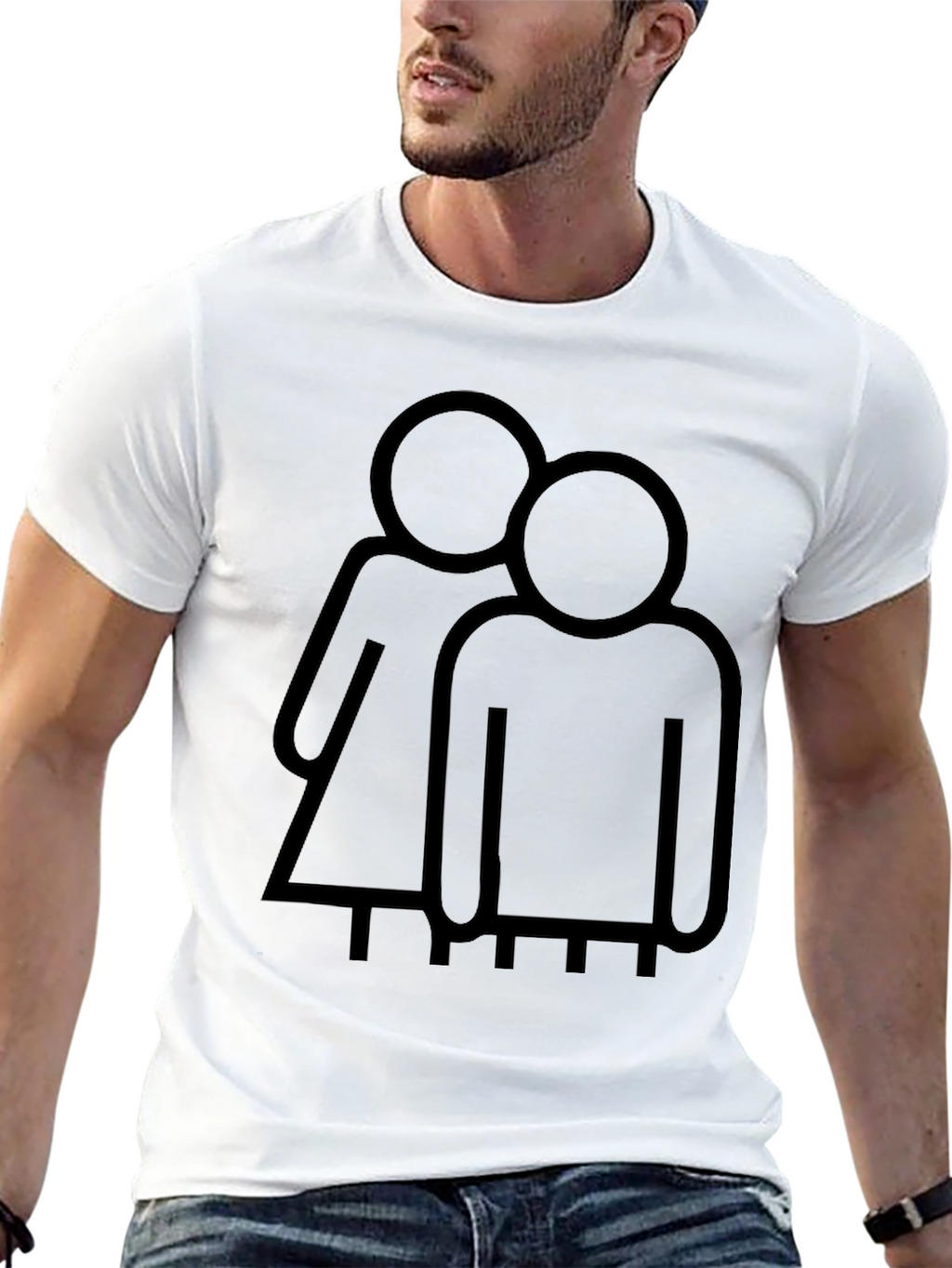 Couple Graphic Print T-Shirt - Black
