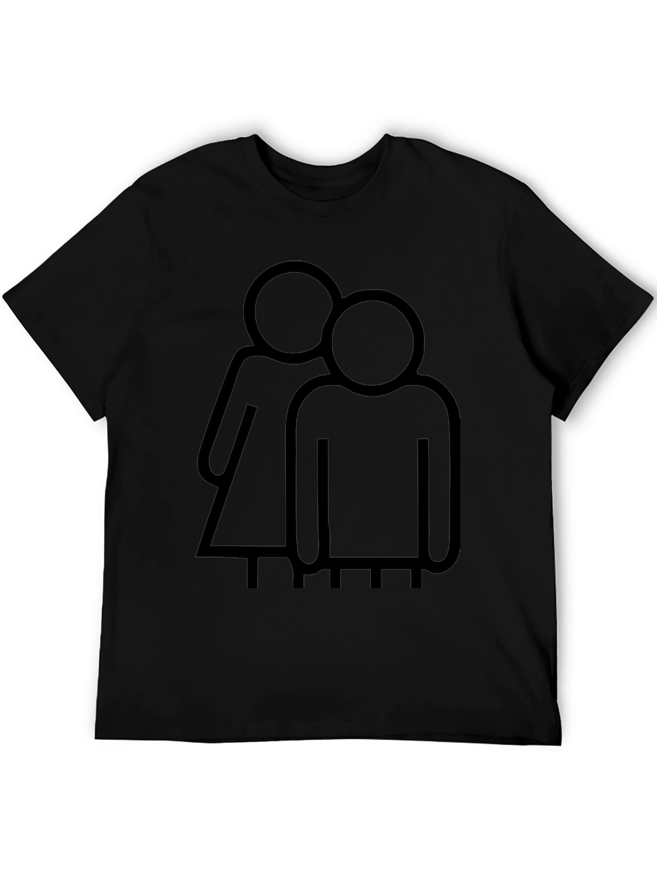 Couple Graphic Print T-Shirt - Black