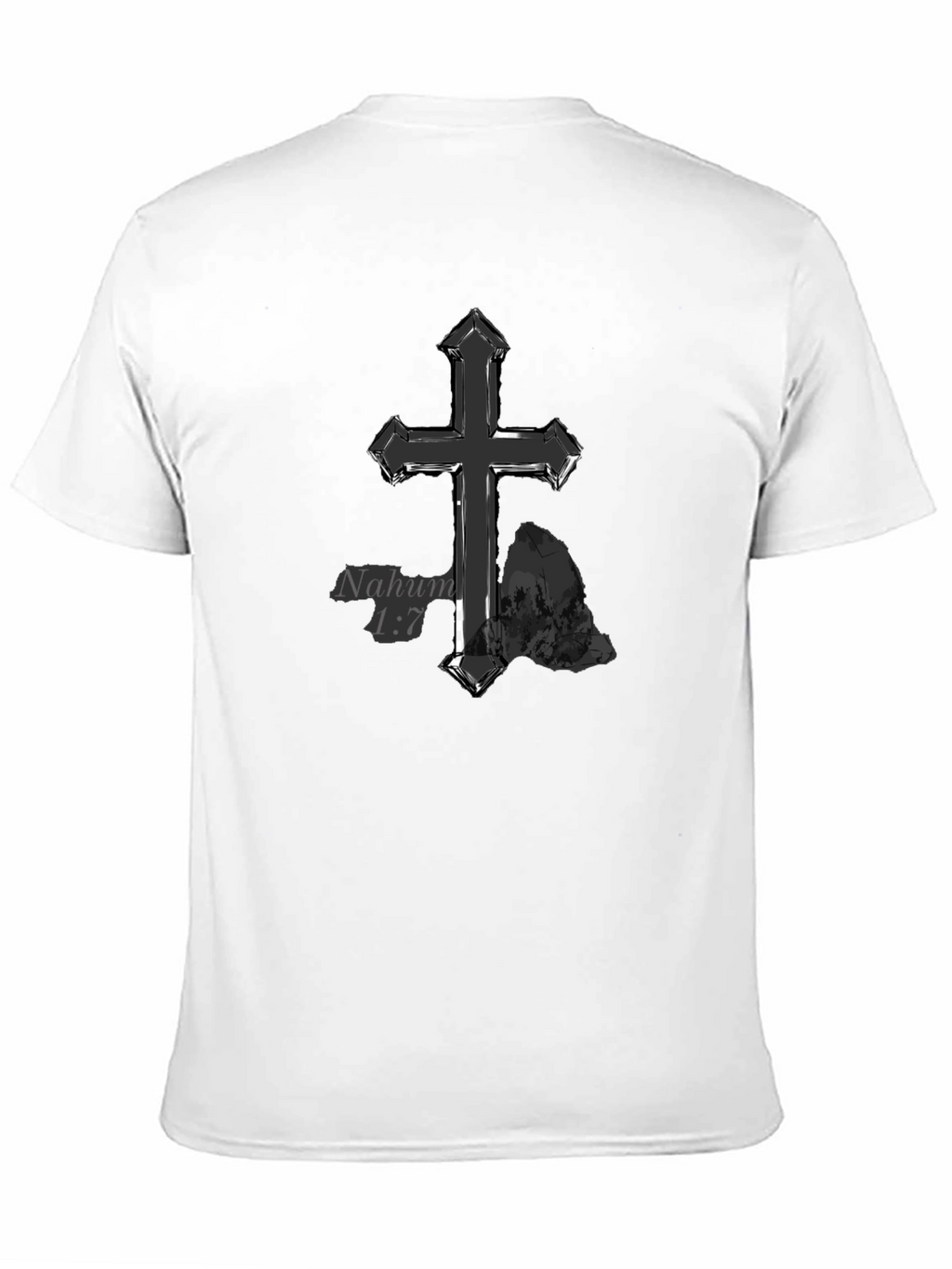 Christian Cross T-Shirt - Nahum 1:7 Design