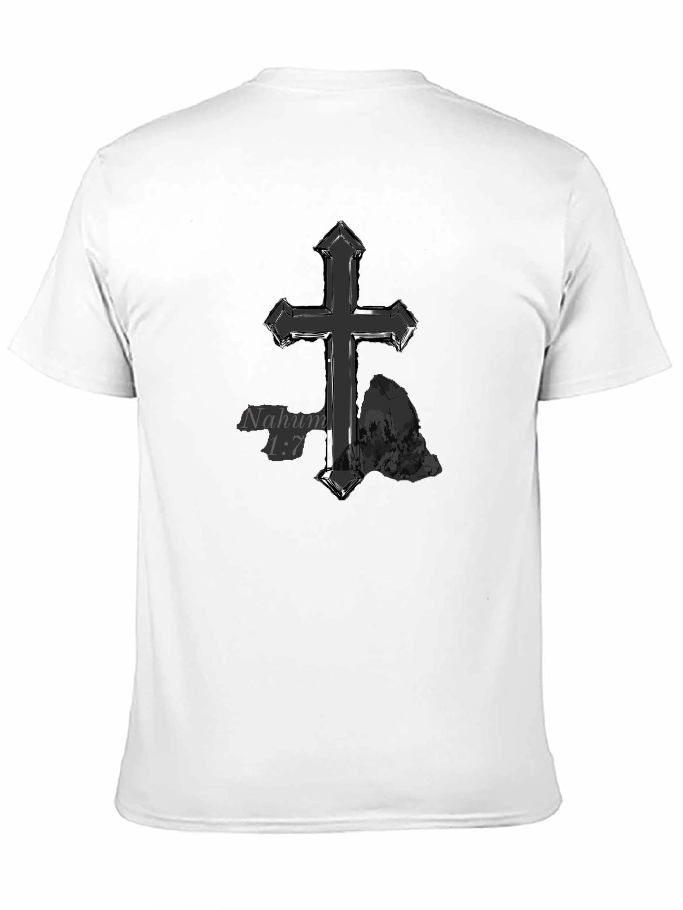 Christian Cross T-Shirt - Nahum 1:7 Design