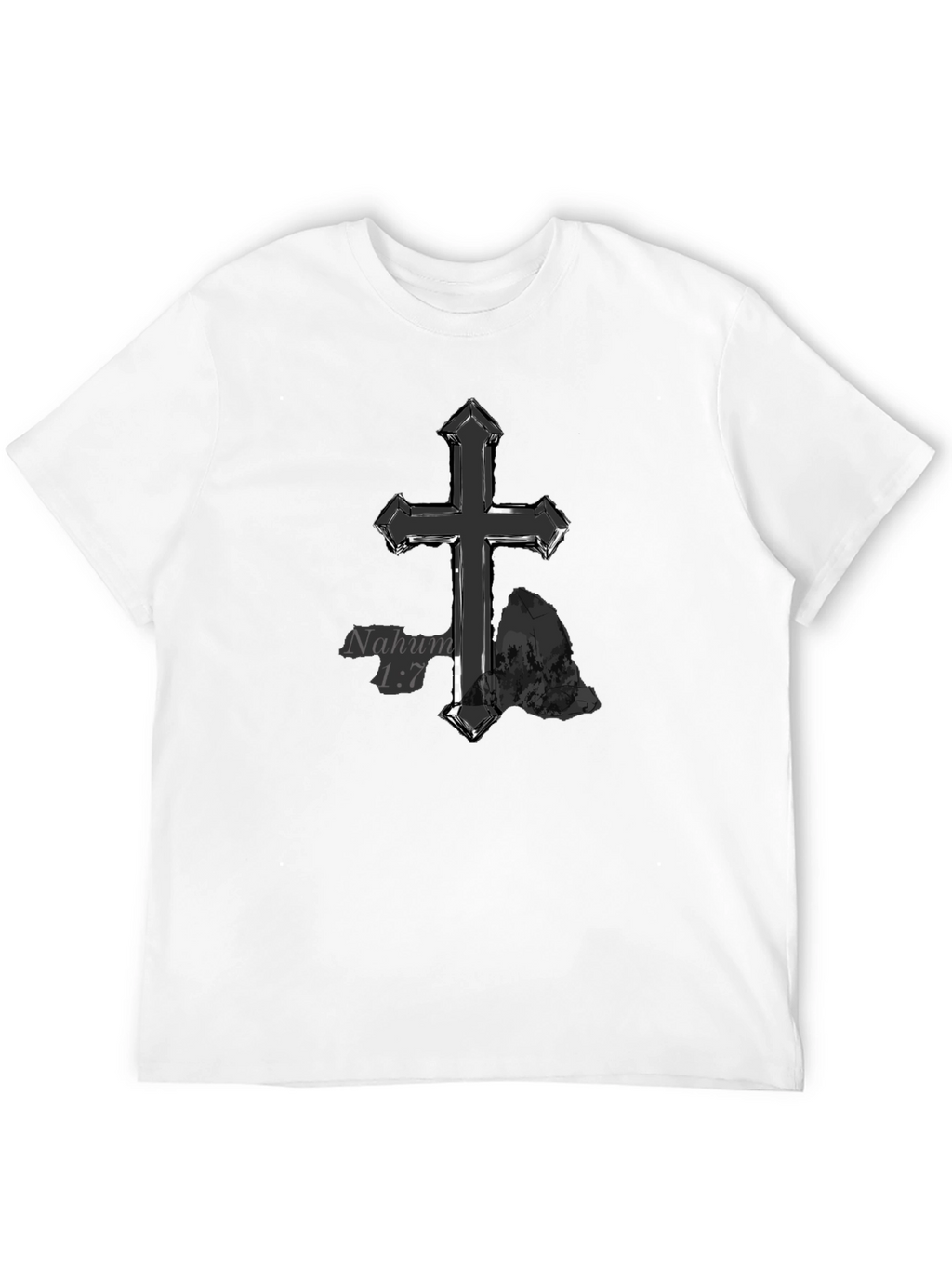 Christian Cross T-Shirt - Nahum 1:7 Design
