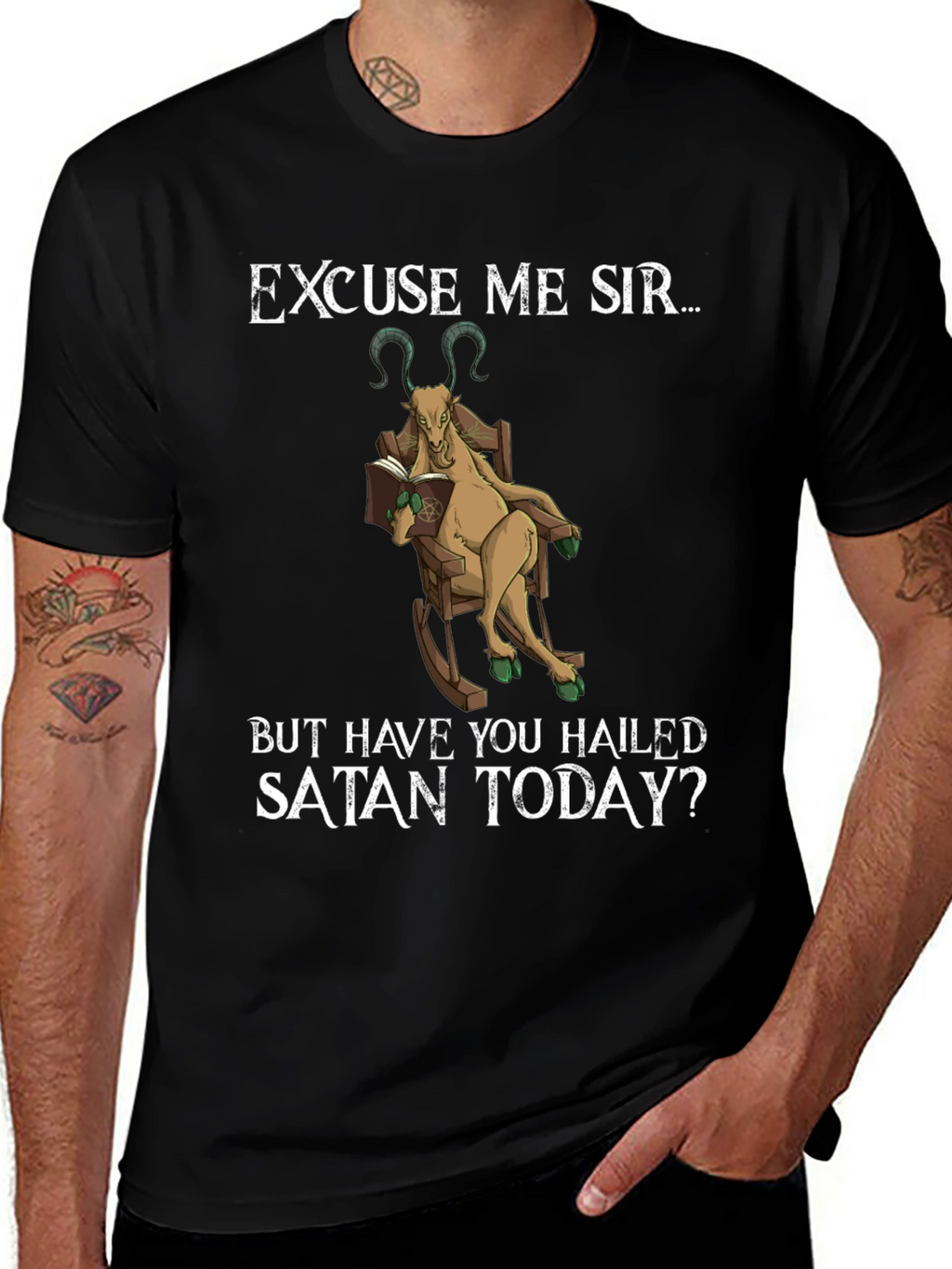 Excuse Me Sir T-Shirt - Hail Satan Goat Tee