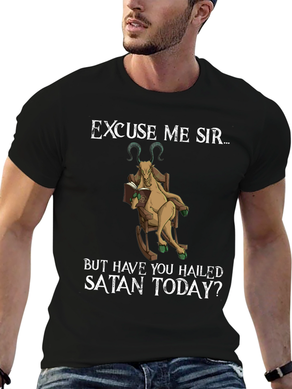 Excuse Me Sir T-Shirt - Hail Satan Goat Tee