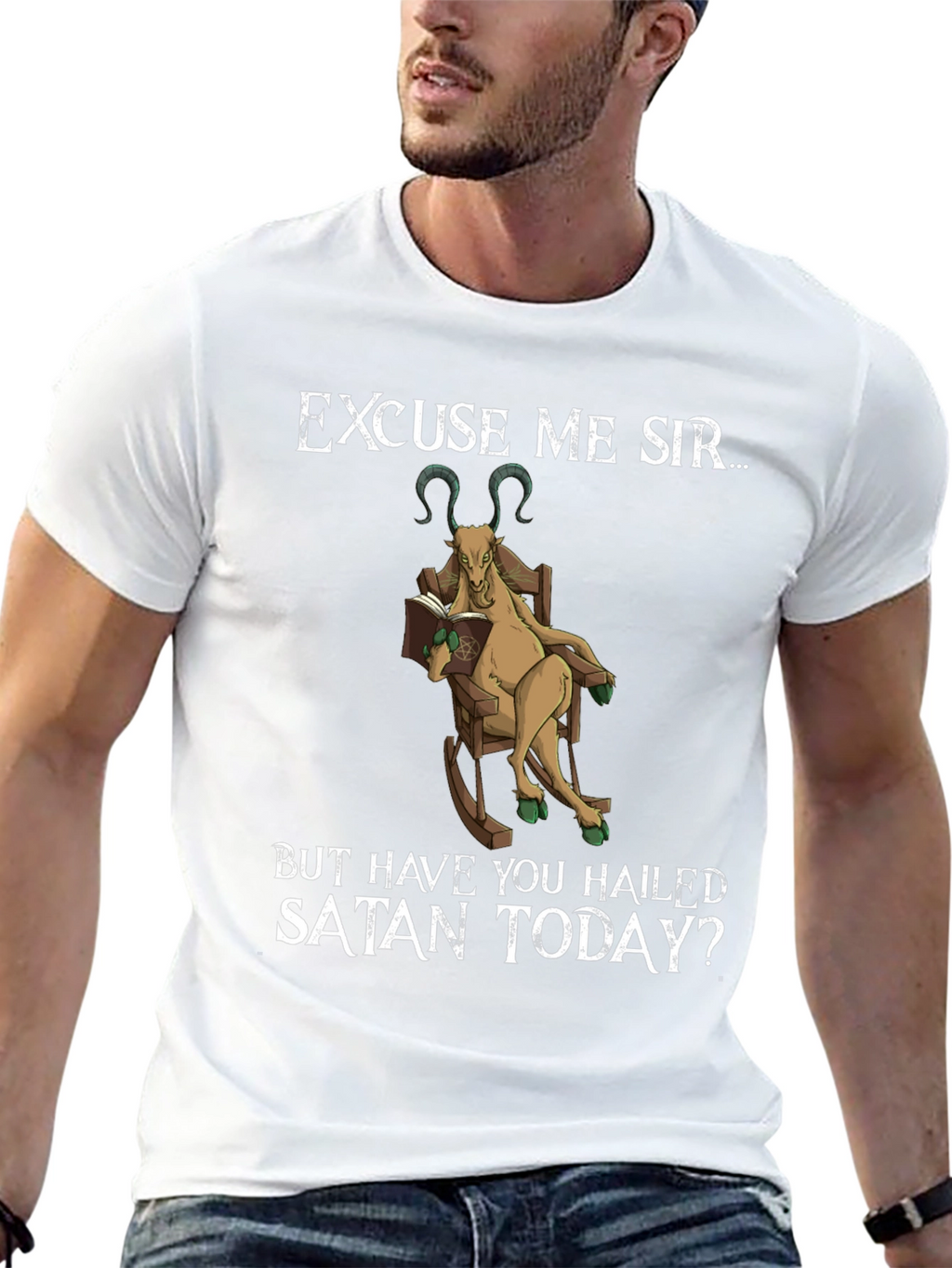 Excuse Me Sir T-Shirt - Hail Satan Goat Tee