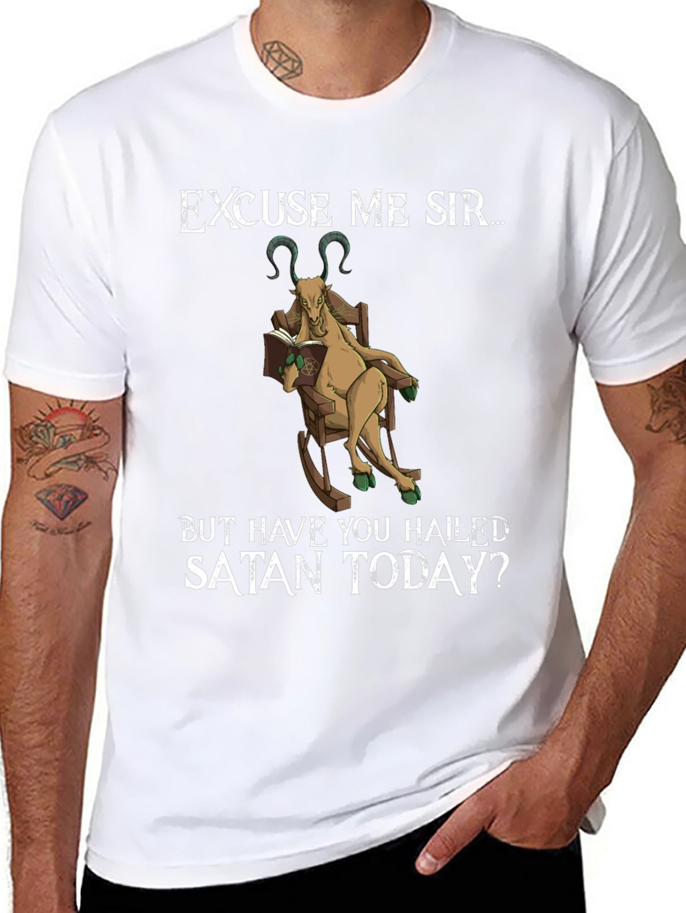 Excuse Me Sir T-Shirt - Hail Satan Goat Tee
