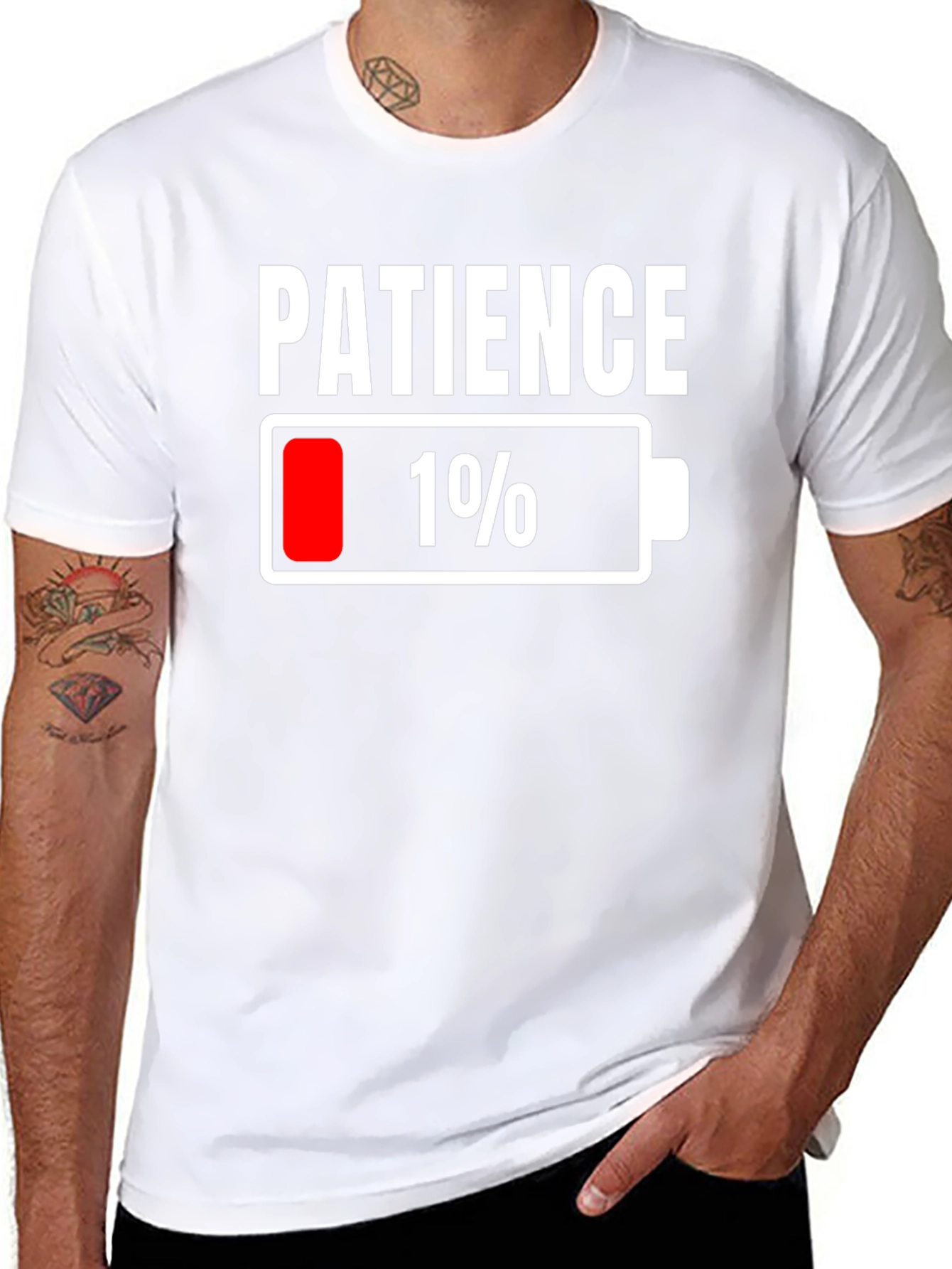 Patience Low Battery Graphic Tee - Funny Sarcastic T-Shirt