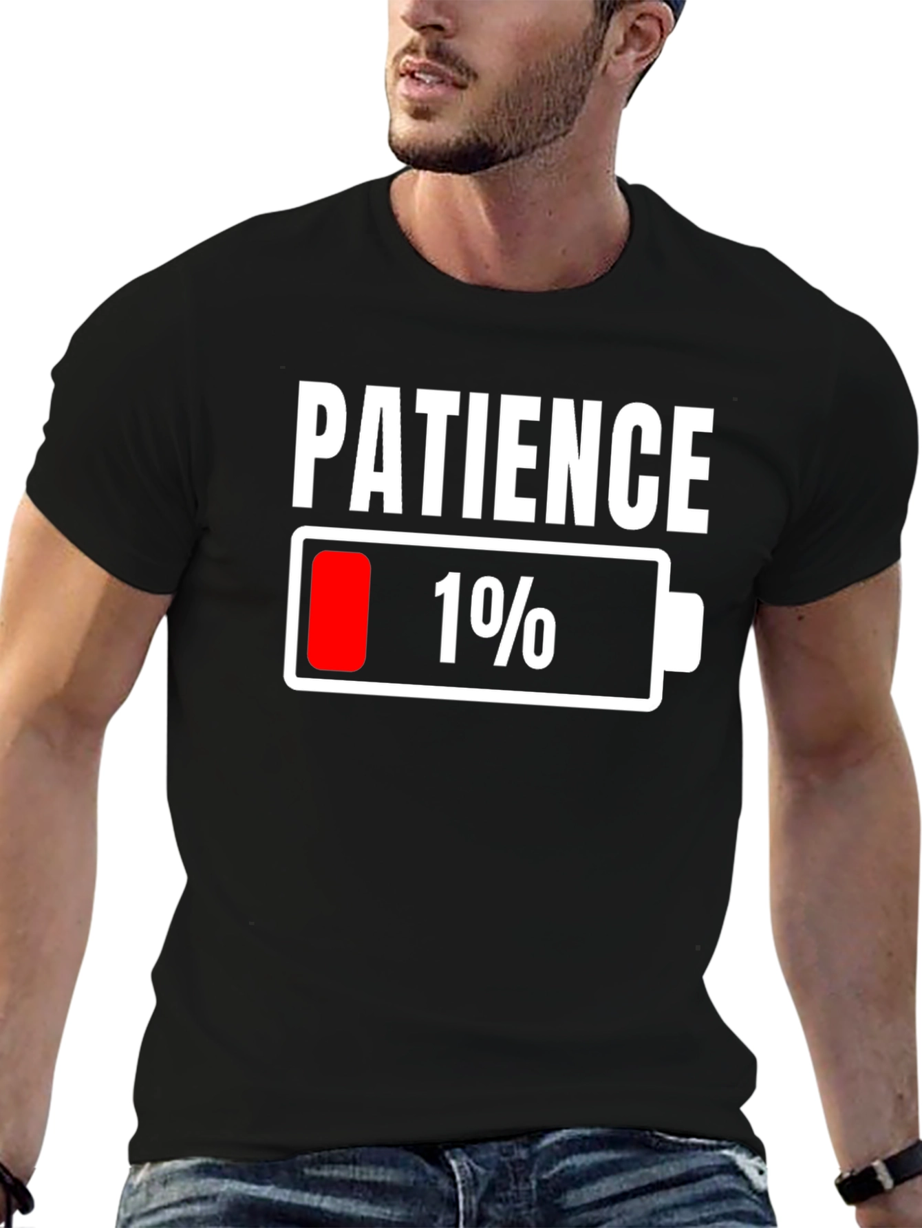 Patience Low Battery Graphic Tee - Funny Sarcastic T-Shirt