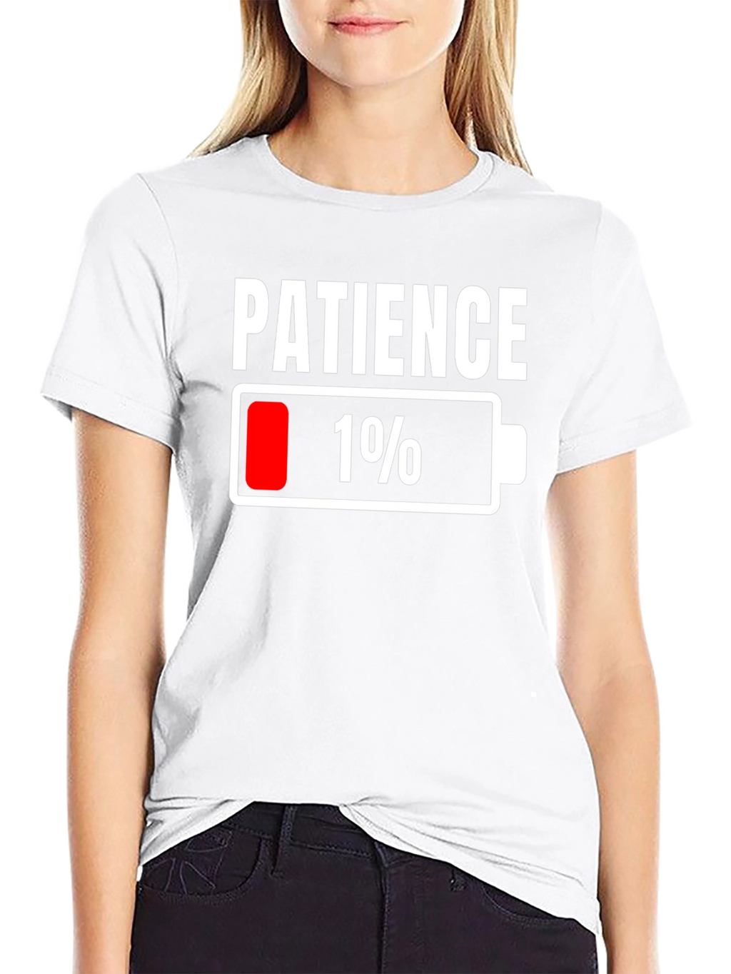 Patience Low Battery Graphic Tee - Funny Sarcastic T-Shirt