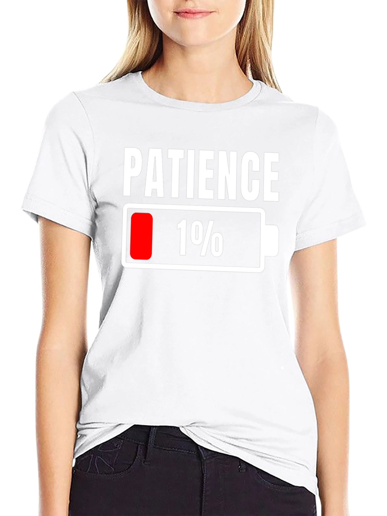 Patience Low Battery Graphic Tee - Funny Sarcastic T-Shirt