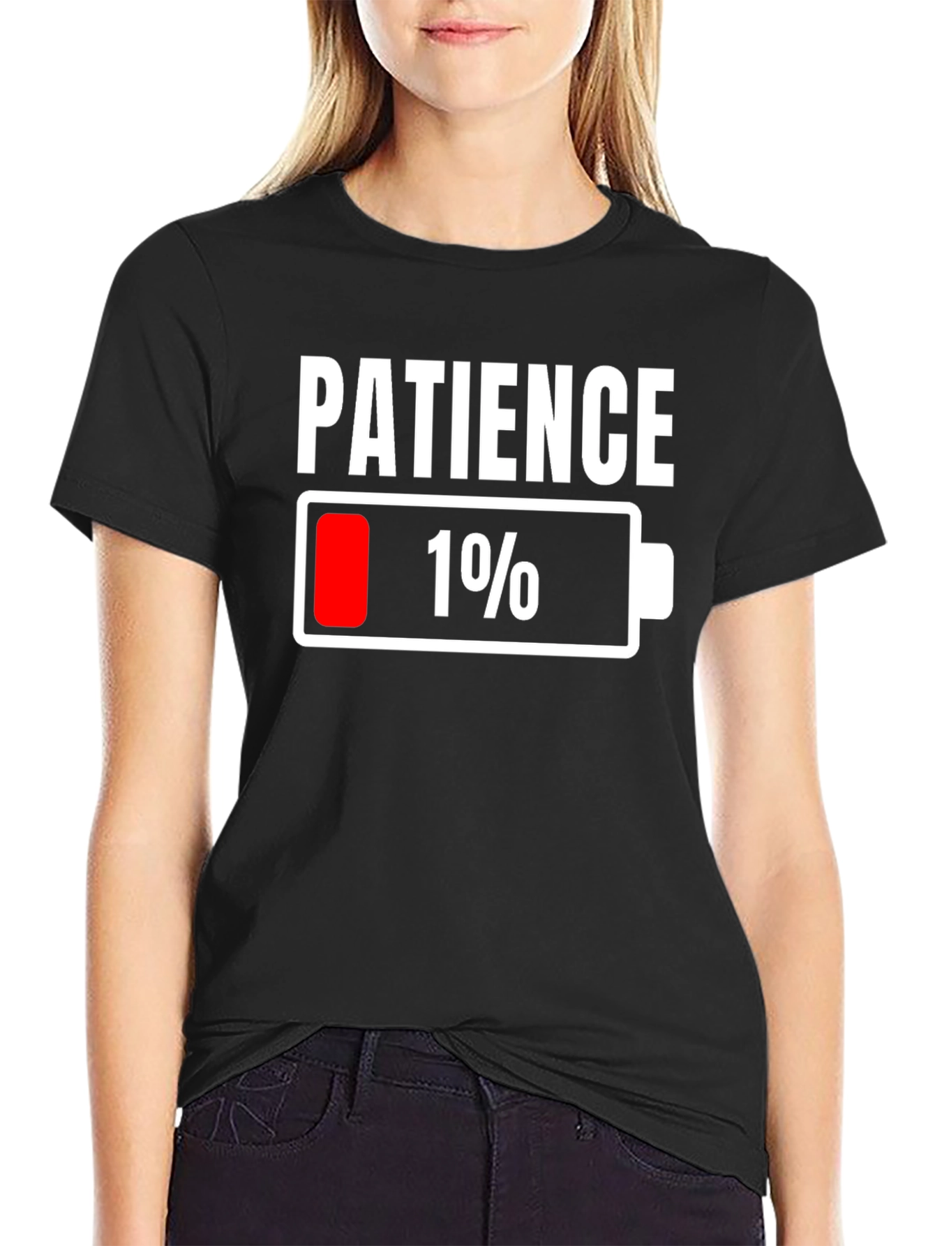 Patience Low Battery Graphic Tee - Funny Sarcastic T-Shirt