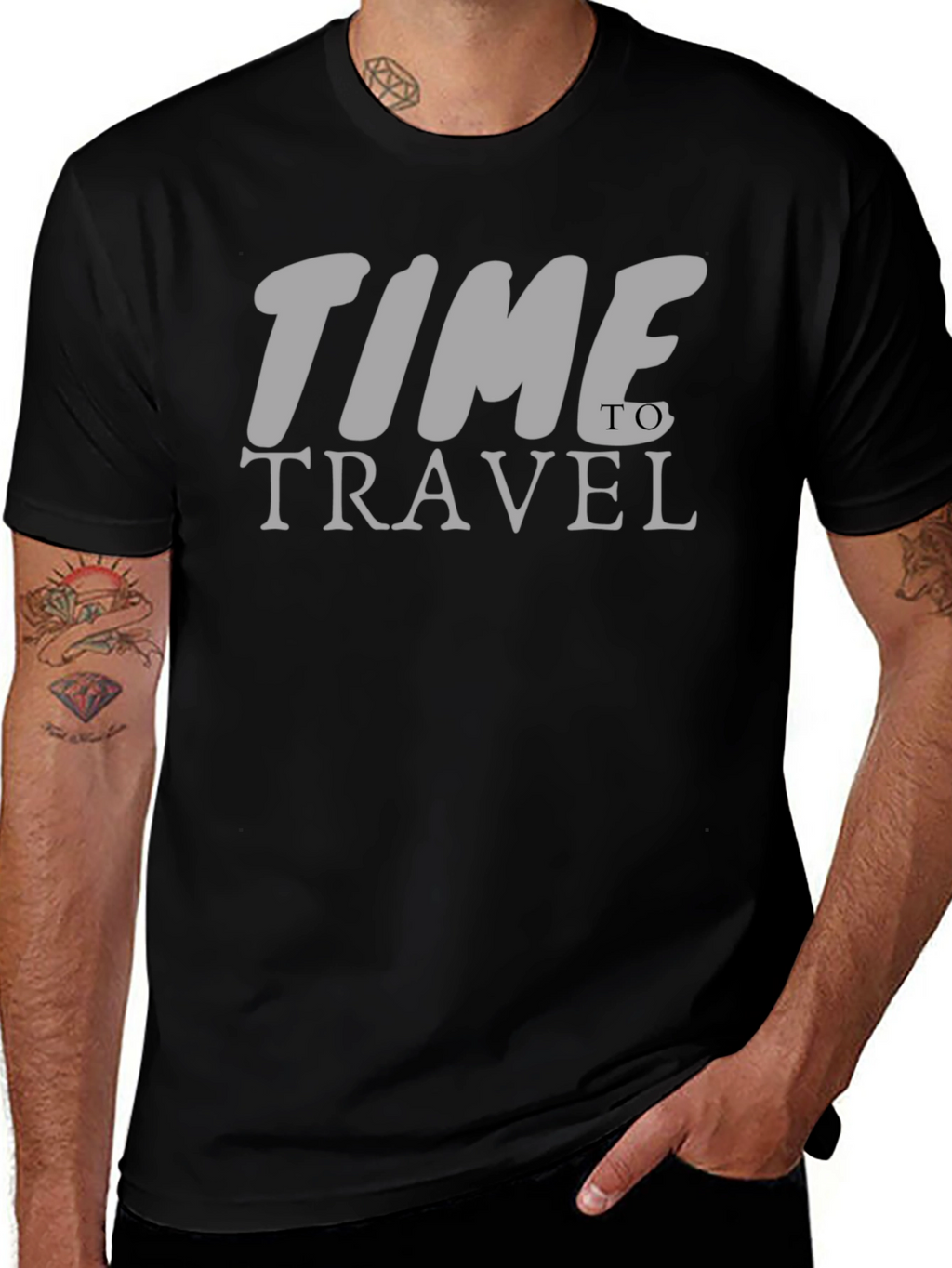 Time to Travel Graphic Tee - Black Casual Shirt