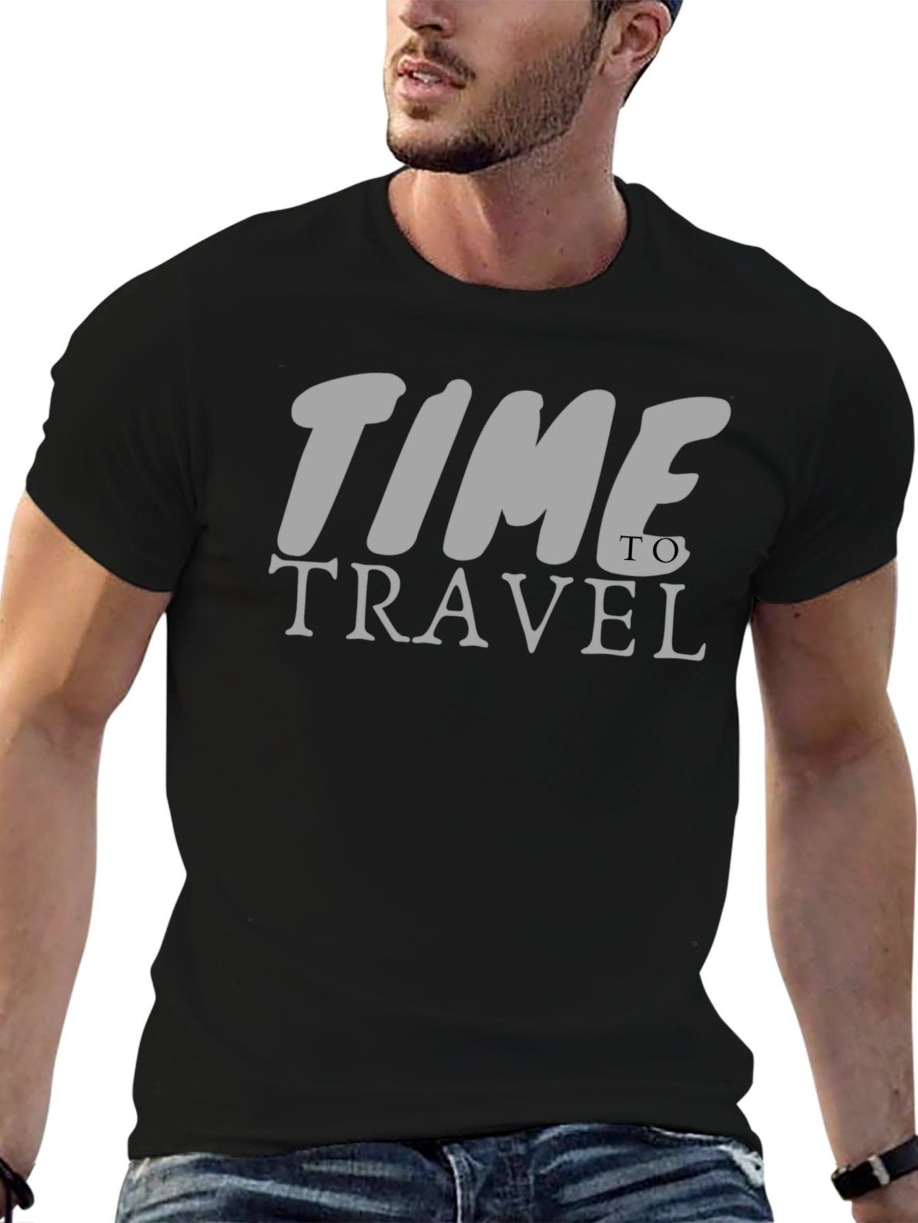 Time to Travel Graphic Tee - Black Casual Shirt
