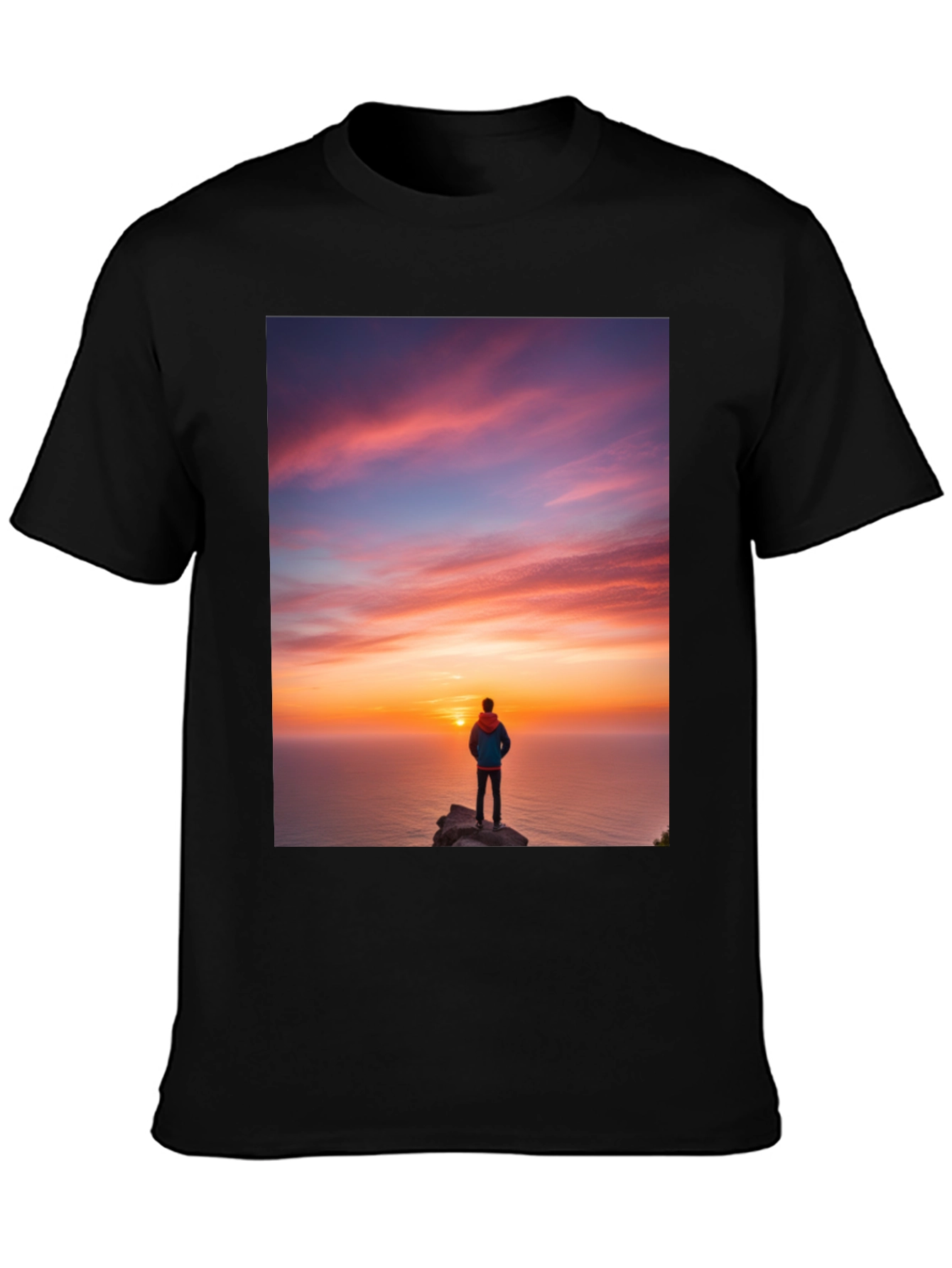 Sunset Seeker Graphic Tee - Black Cotton T-Shirt