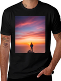 Sunset Seeker Graphic Tee - Black Cotton T-Shirt