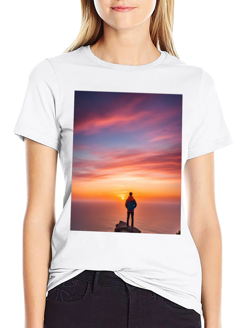 Sunset Seeker Graphic Tee - Black Cotton T-Shirt