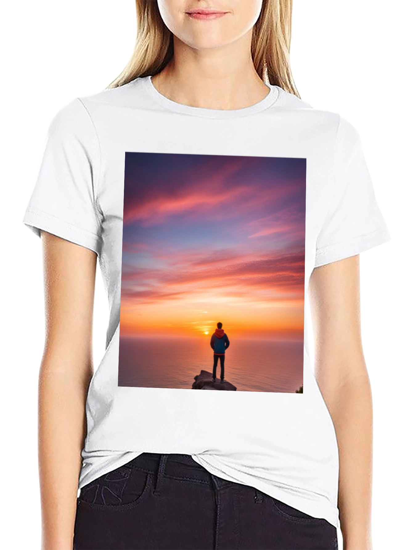 Sunset Seeker Graphic Tee - Black Cotton T-Shirt