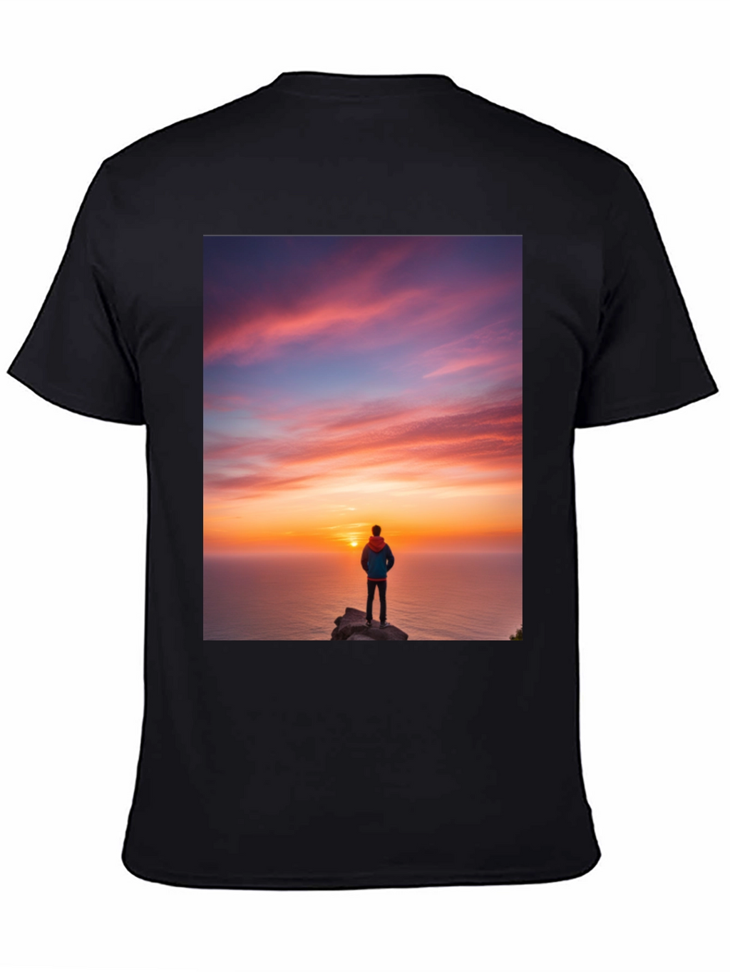 Sunset Seeker Graphic Tee - Black Cotton T-Shirt