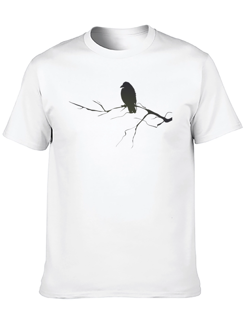 Mens Black T-Shirt with Bird on Branch Graphic