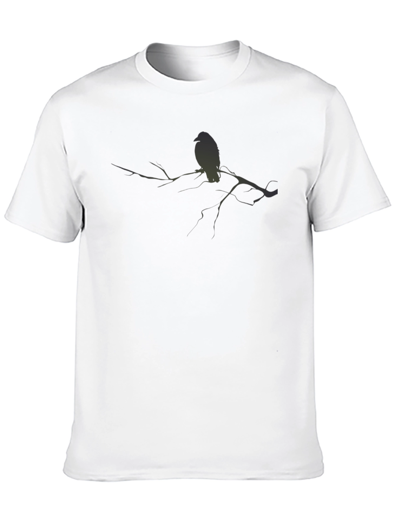 Mens Black T-Shirt with Bird on Branch Graphic