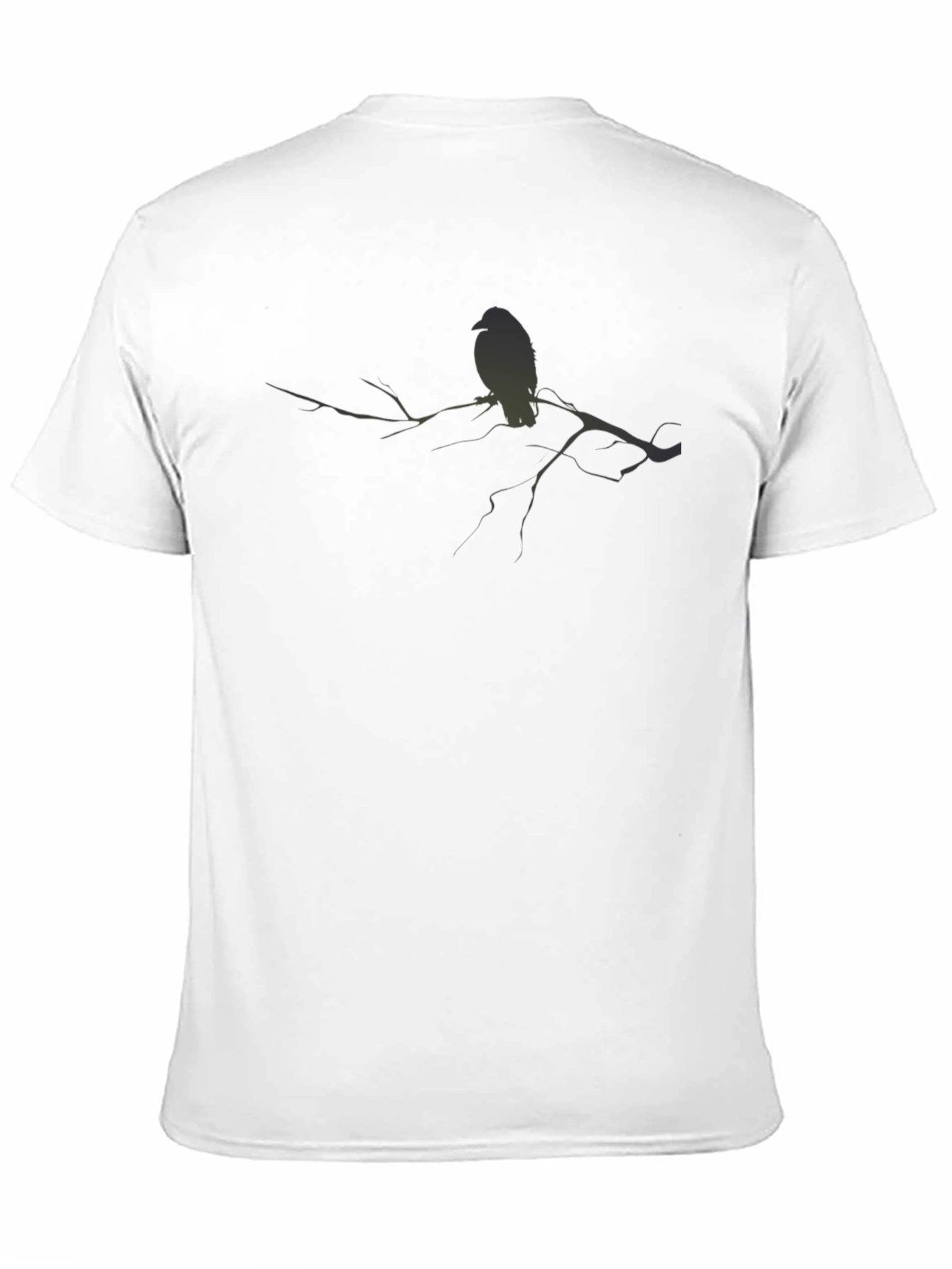 Mens Black T-Shirt with Bird on Branch Graphic