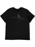 Mens Black T-Shirt with Bird on Branch Graphic