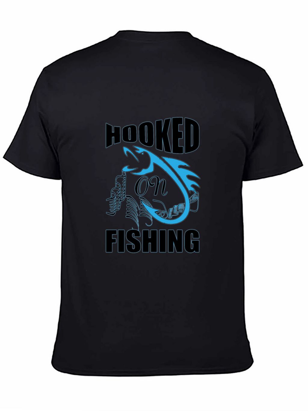 Hooked on Fishing Graphic Tee - Black Cotton T-Shirt