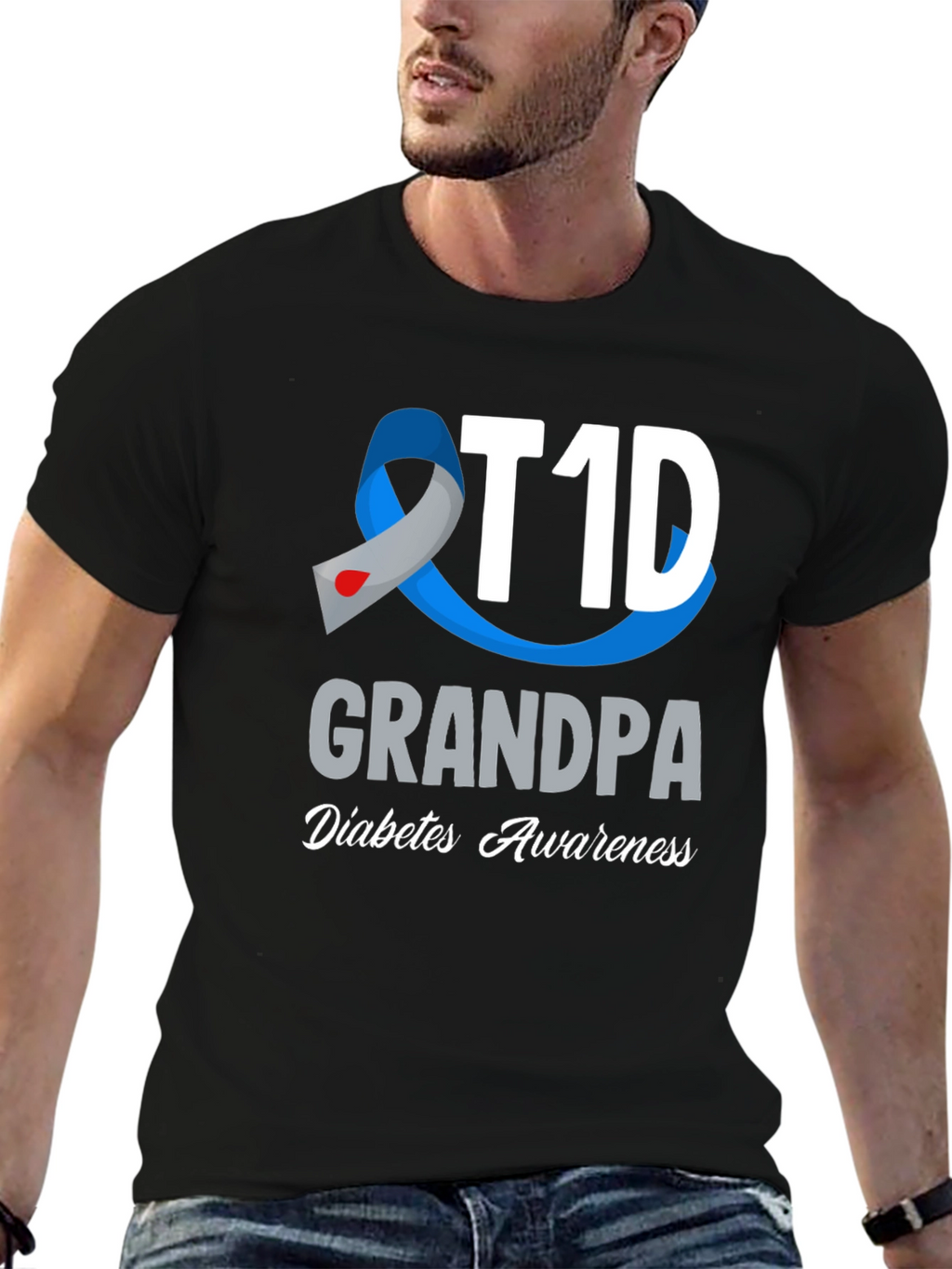 T1D Grandpa Diabetes Awareness T-Shirt