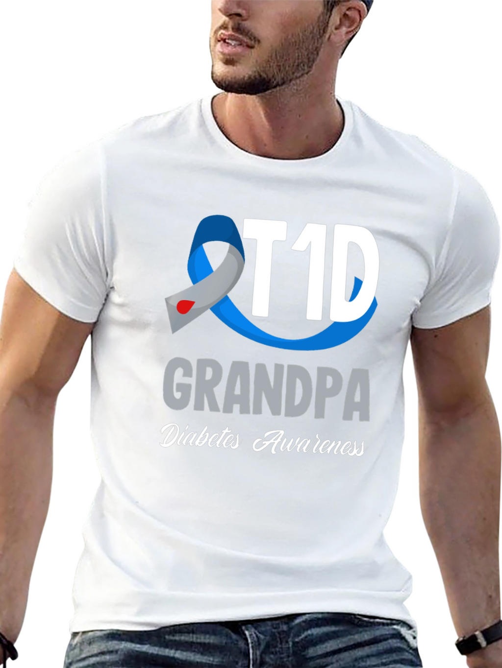 T1D Grandpa Diabetes Awareness T-Shirt