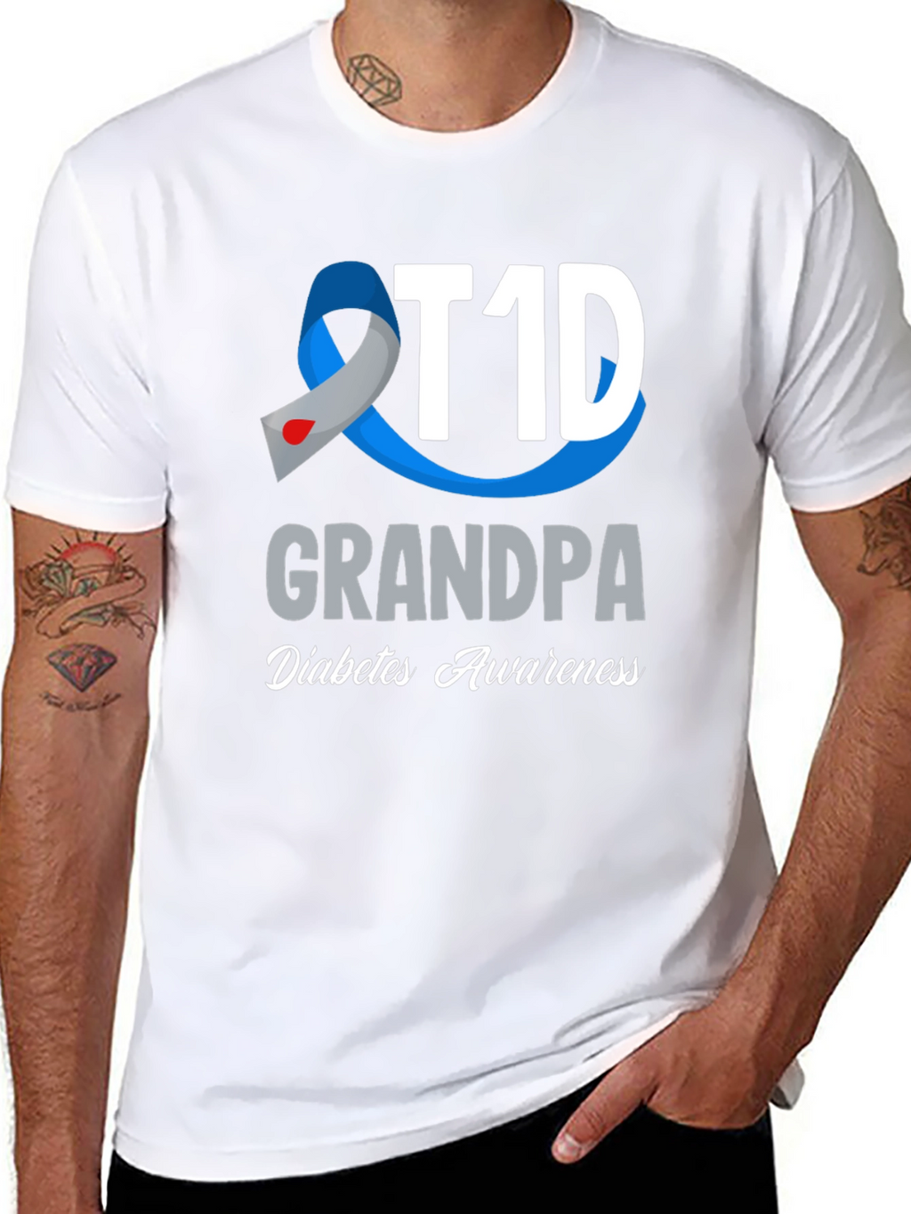 T1D Grandpa Diabetes Awareness T-Shirt