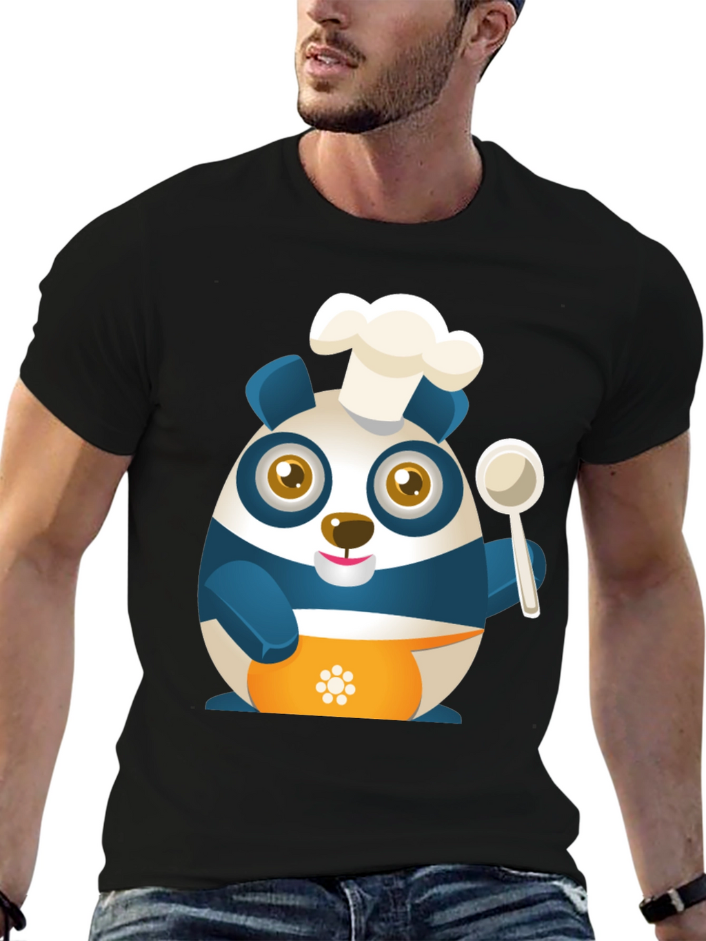 Chef Panda Black T-Shirt - Cute and Funny