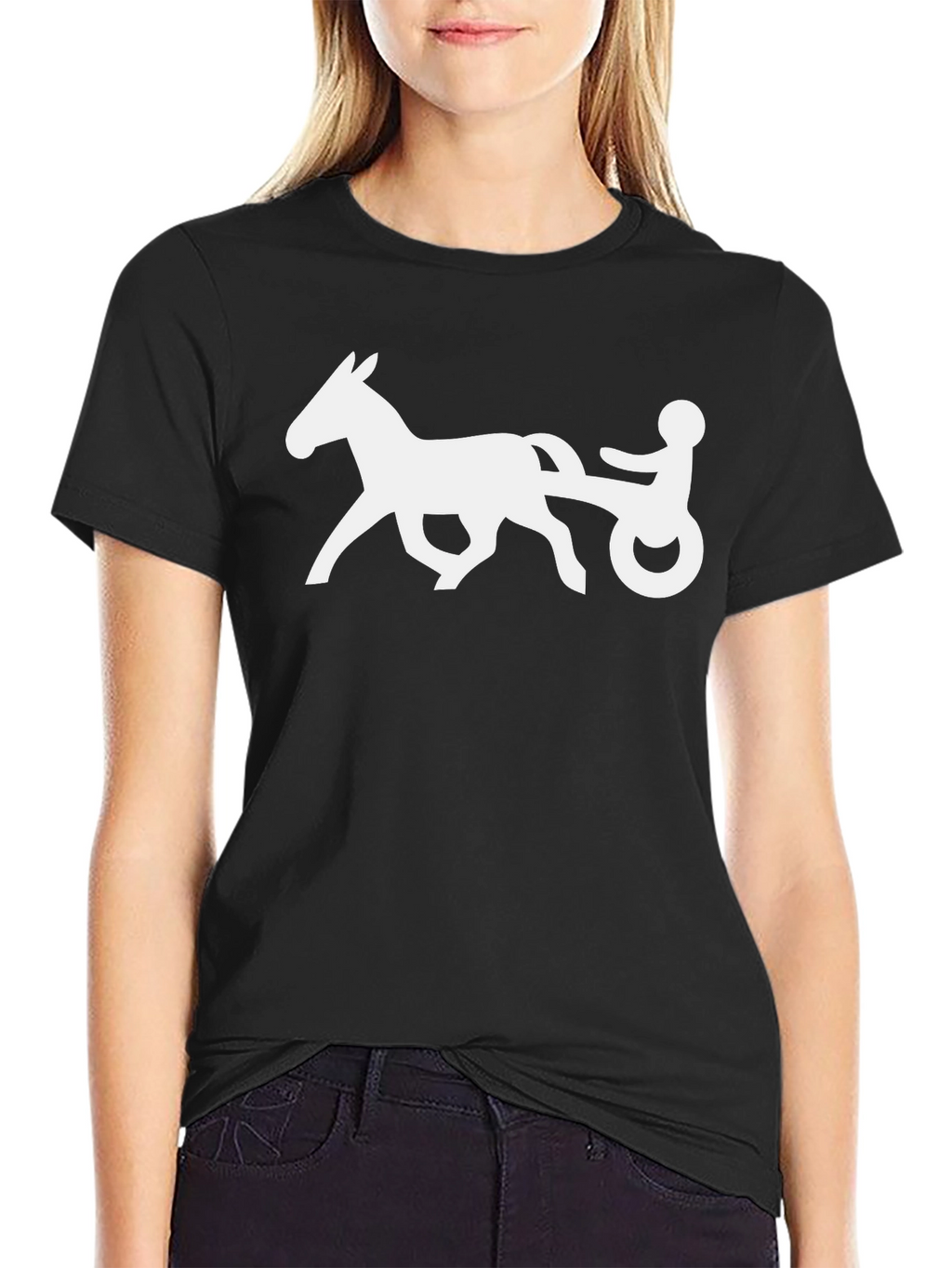 Horse Racing Silhouette Graphic Tee - Black