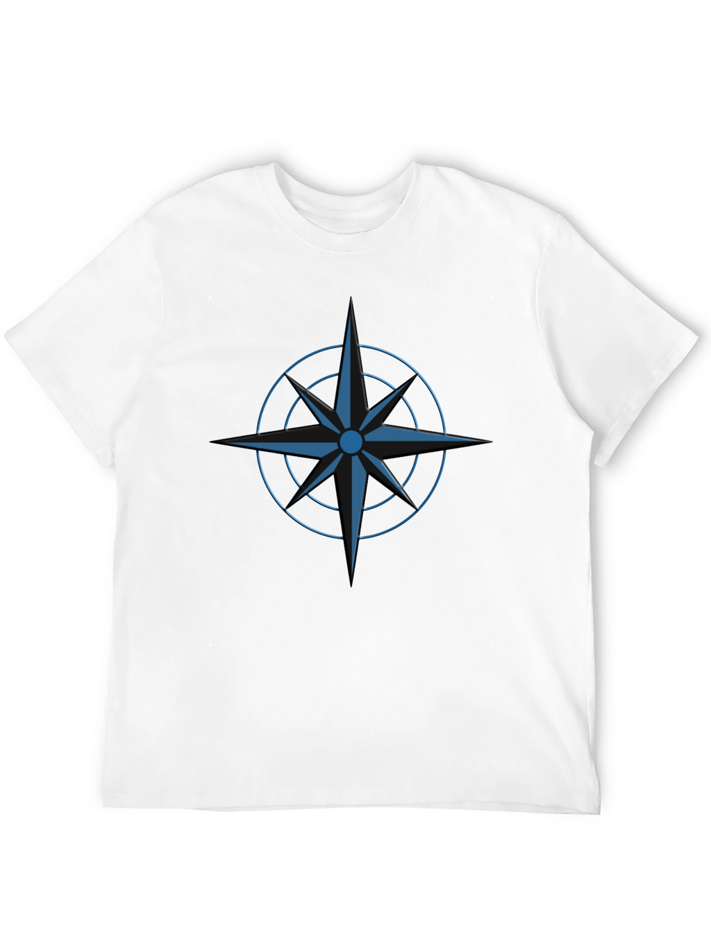 Stylish Black T-Shirt with Blue Compass Design