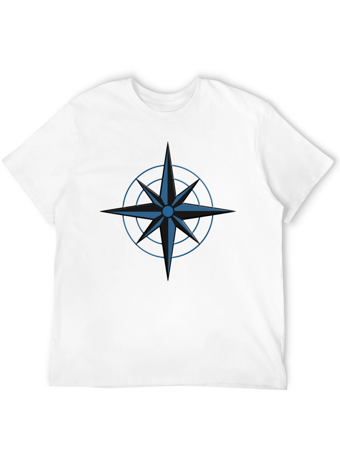 Stylish Black T-Shirt with Blue Compass Design