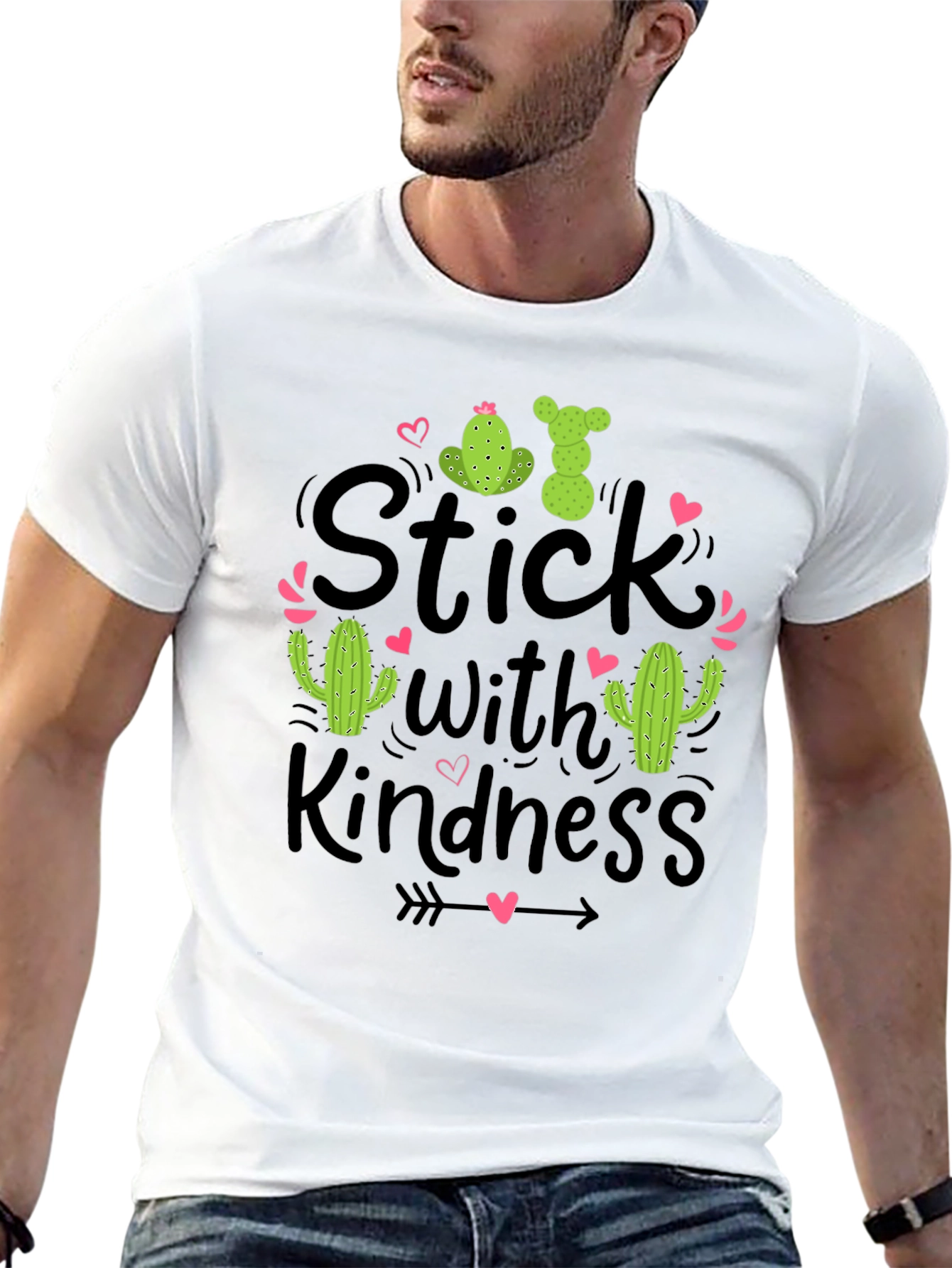 Stick With Kindness Cactus Graphic Black T-Shirt