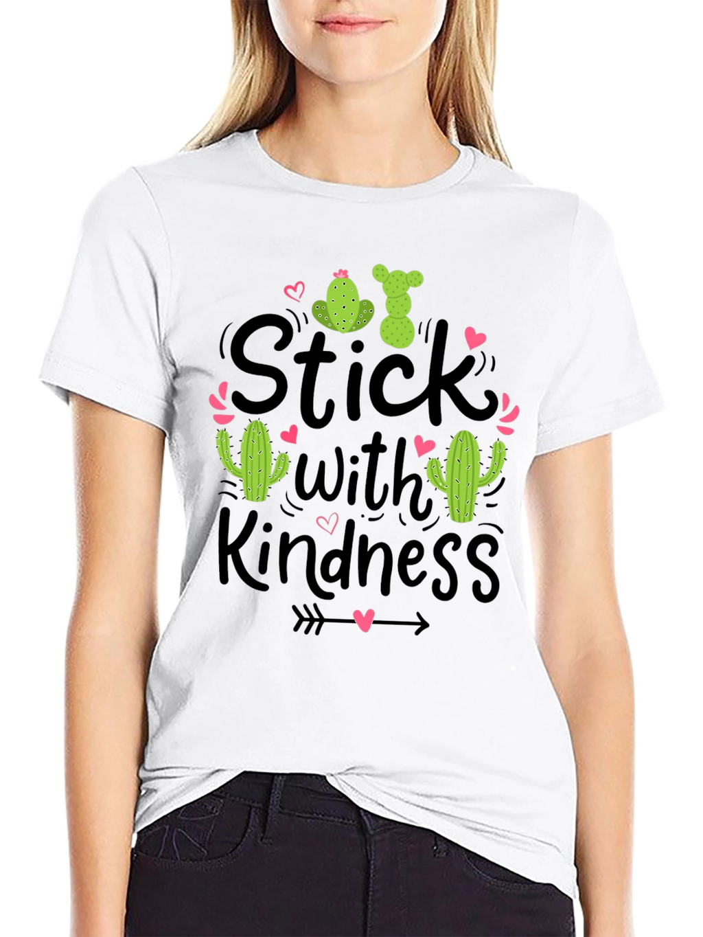 Stick With Kindness Cactus Graphic Black T-Shirt