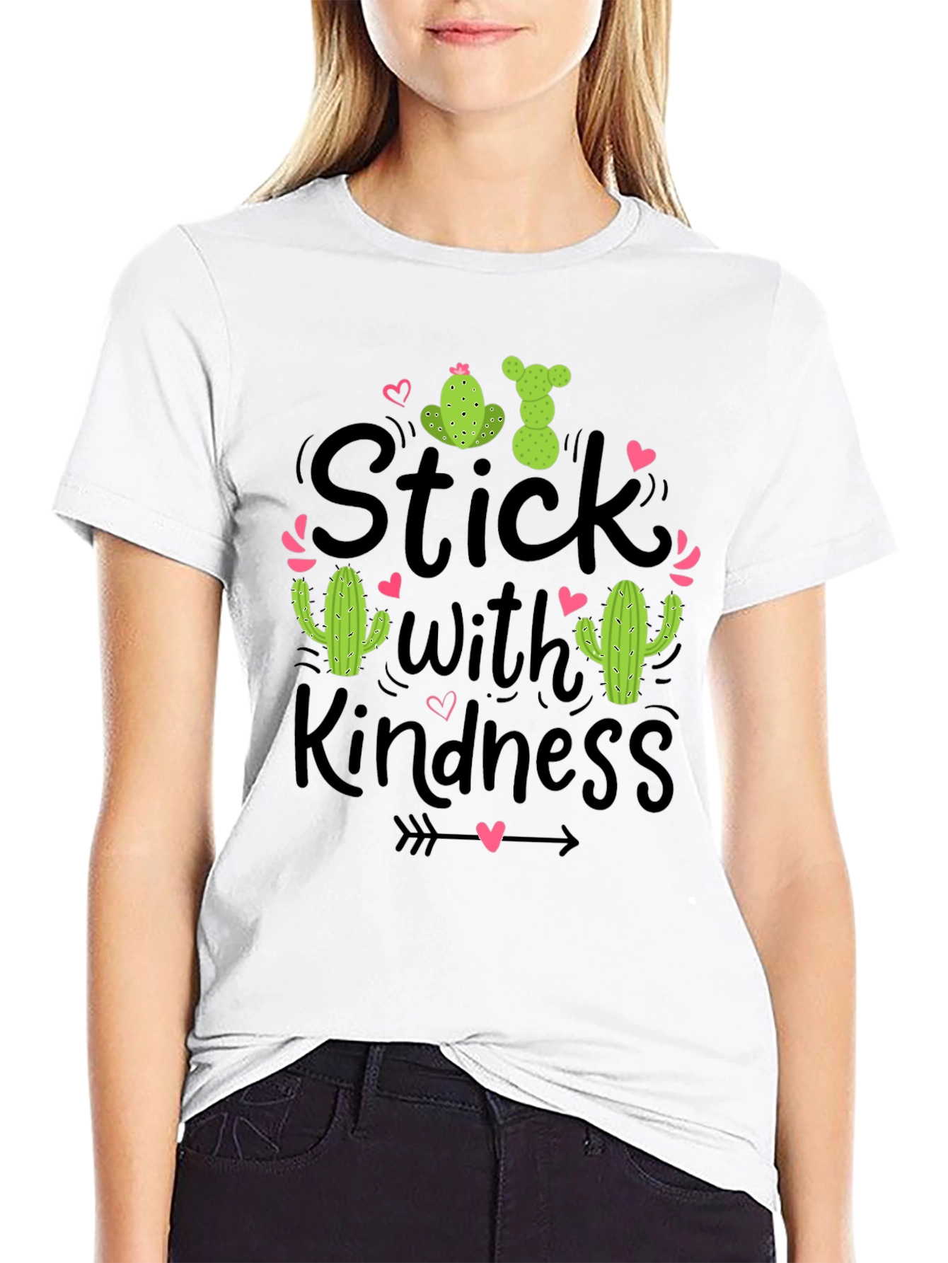Stick With Kindness Cactus Graphic Black T-Shirt