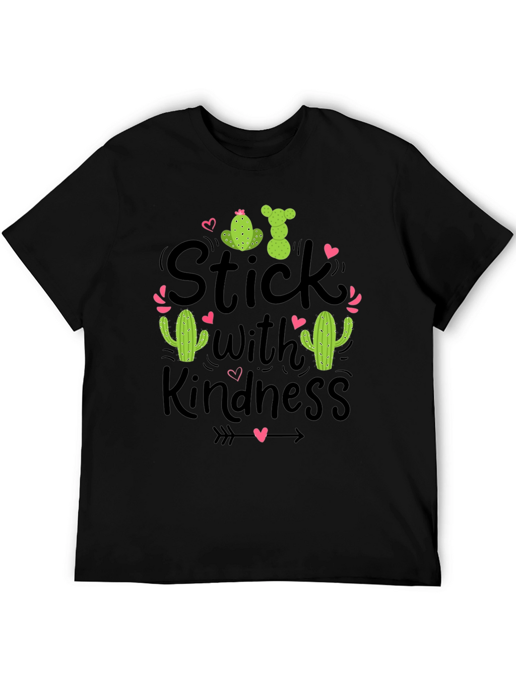 Stick With Kindness Cactus Graphic Black T-Shirt