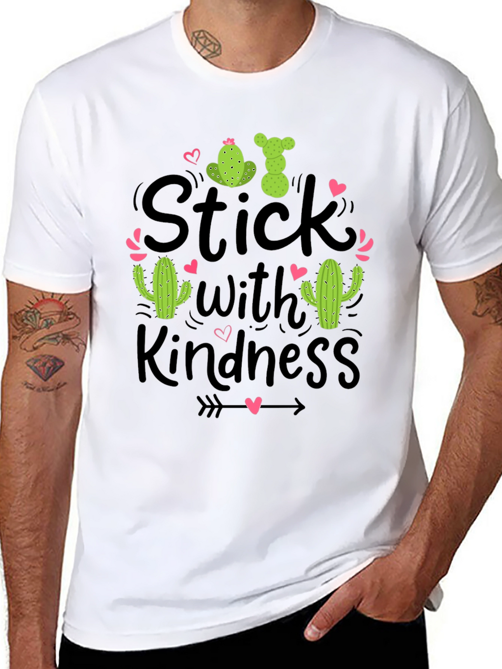 Stick With Kindness Cactus Graphic Black T-Shirt