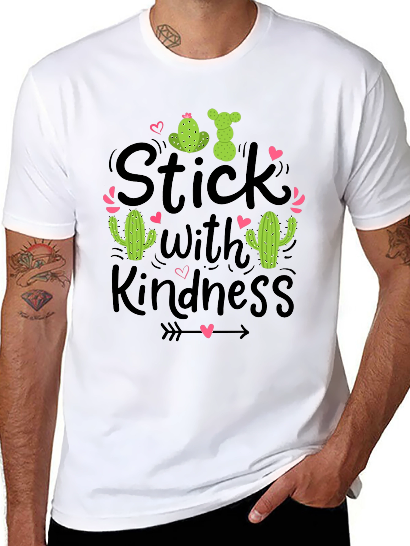 Stick With Kindness Cactus Graphic Black T-Shirt