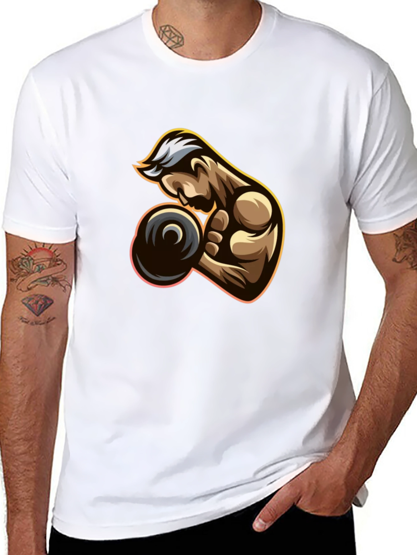 Muscle Man Graphic Tee - Black Cotton
