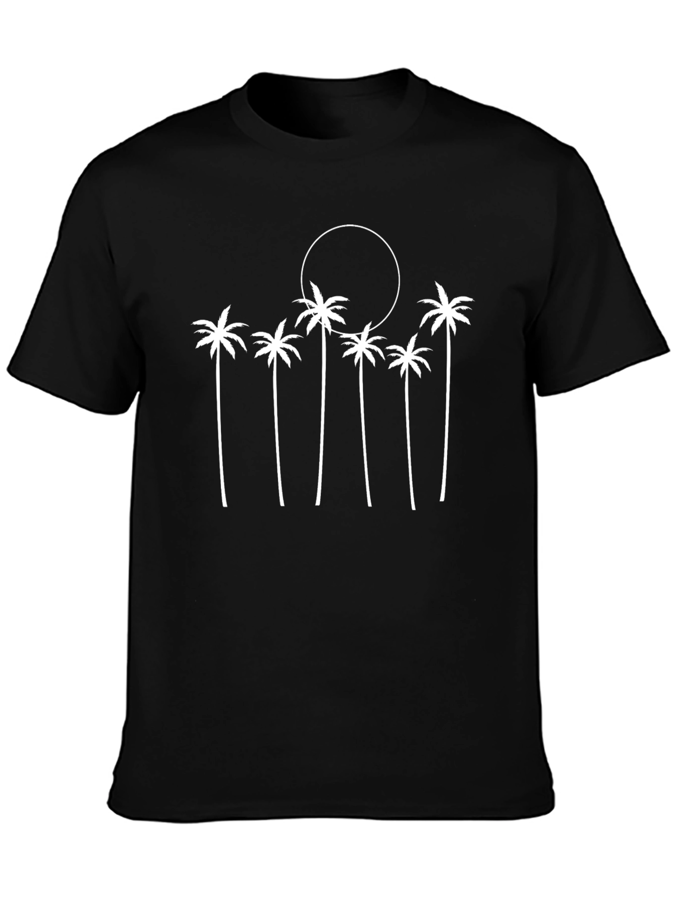 Palm Tree Sunset Graphic Tee - Black Cotton Blend