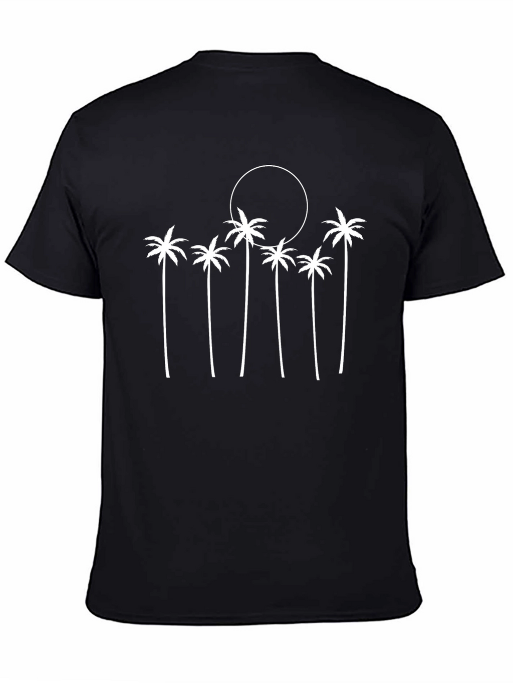 Palm Tree Sunset Graphic Tee - Black Cotton Blend