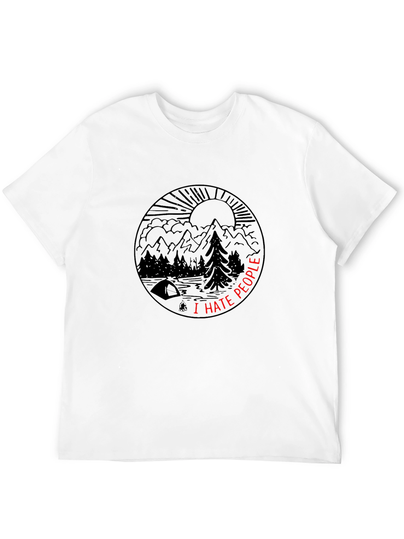 I Hate People Nature Scene Graphic Tee - Black